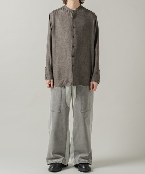 CASPER JOHN（キャスパージョン）の「Over band collar shirts/オーバーバンドカラーシャツ（シャツ/ブラウス・メンズ・ブラウン/アイボリー・LARGE/MEDIUM/SMALL/X-SMALL）」の18枚目の写真