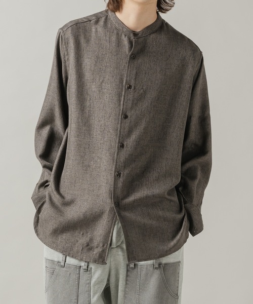 CASPER JOHN（キャスパージョン）の「Over band collar shirts/オーバーバンドカラーシャツ（シャツ/ブラウス・メンズ・ブラウン/アイボリー・LARGE/MEDIUM/SMALL/X-SMALL）」の15枚目の写真
