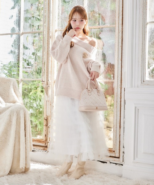 セール】ブローチ付きモールミニワンピース（ワンピース）｜one after