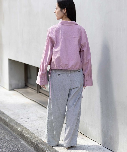 Munich（ミューニック）の「ホワイトデニム＆ヒッコリー ワイドイージーパンツ（デニムパンツ・レディース・ホワイト/オフホワイト/ネイビー・M/S）」の22枚目の写真