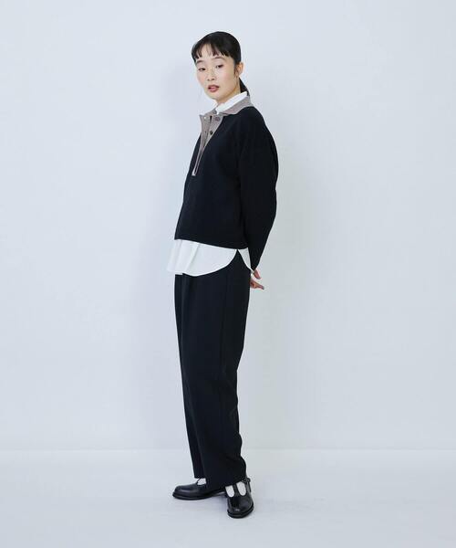 LOISIR（ロワズィール）の「ウール天竺ポロニット（ニット/セーター・レディース・ブラック/オフホワイト・FREE）」の14枚目の写真