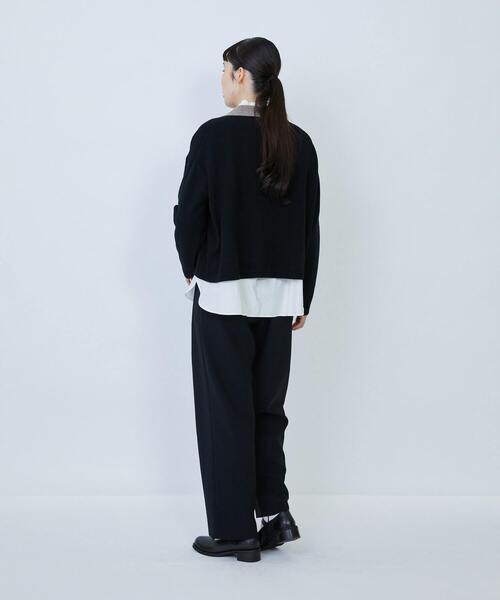 LOISIR（ロワズィール）の「ウール天竺ポロニット（ニット/セーター・レディース・ブラック/オフホワイト・FREE）」の15枚目の写真