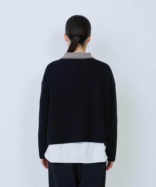 LOISIR（ロワズィール）の「ウール天竺ポロニット（ニット/セーター・レディース・ブラック/オフホワイト・FREE）」の18枚目の写真