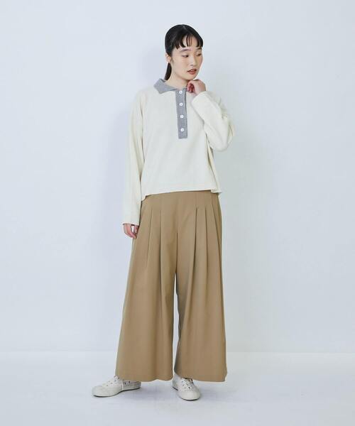 LOISIR（ロワズィール）の「ウール天竺ポロニット（ニット/セーター・レディース・ブラック/オフホワイト・FREE）」の8枚目の写真