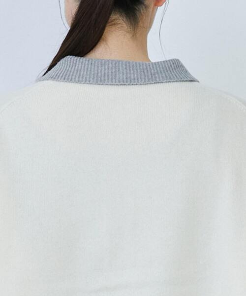 LOISIR（ロワズィール）の「ウール天竺ポロニット（ニット/セーター・レディース・ブラック/オフホワイト・FREE）」の5枚目の写真