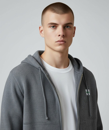 Soft Knit Born Slippy Hood Zip-up (Charcoal)
