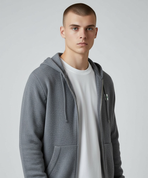 BORN SLIPPY(ボーンスリッピー)の「Soft Knit Born Slippy Hood Zip-up (Charcoal)(パーカー・メンズ・その他・FREE)」の2枚目の写真