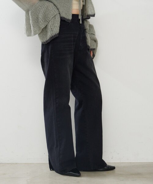 Kastane(カスタネ)の「【2サイズ展開/低身長サイズ】ストレートバックベルトデニムパンツ(デニムパンツ・レディース・ブルー/ブラック/ダークブラウン・0/1)」の4枚目の写真