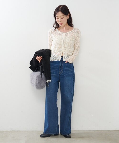 Kastane(カスタネ)の「【2サイズ展開/低身長サイズ】ストレートバックベルトデニムパンツ(デニムパンツ・レディース・ブルー/ブラック/ダークブラウン・0/1)」の16枚目の写真