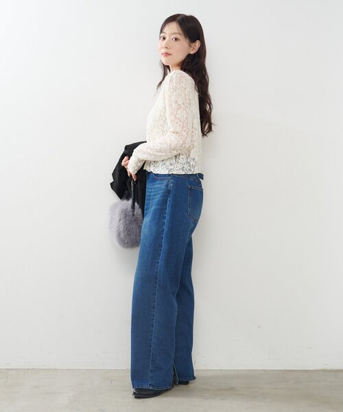 Kastane(カスタネ)の「【2サイズ展開/低身長サイズ】ストレートバックベルトデニムパンツ(デニムパンツ・レディース・ブルー/ブラック/ダークブラウン・0/1)」の17枚目の写真