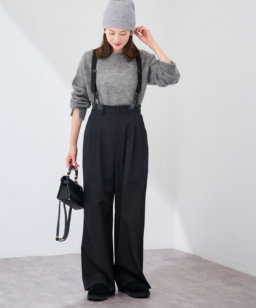 FRAMeWORK(フレームワーク)の「SUSPENDERS パンツ(スラックス・レディース・ネイビー・38/36)」の1枚目の写真