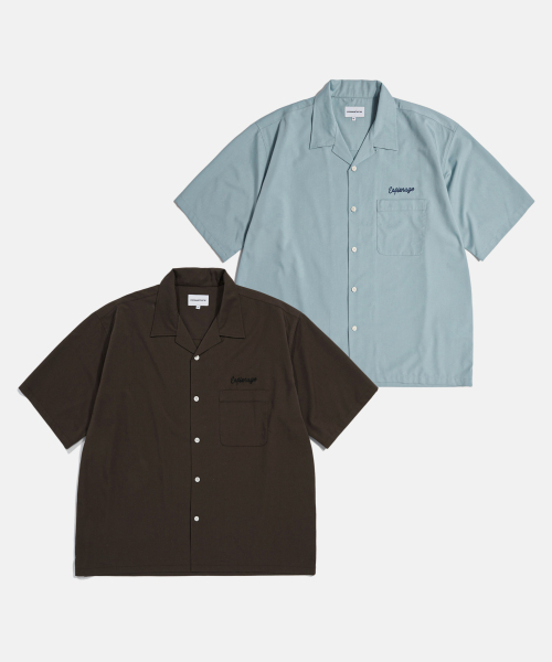 ESPIONAGE(エスピオナジ)の「Script Logo Open Collar S/S Shirt Rusty Blue(シャツ/ブラウス・レディース・その他・LARGE/MEDIUM/X-LARGE)」の3枚目の写真