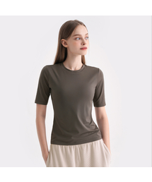 SWT25050-03 リアルフレッシュ 5部袖 Tシャツ セピアブラウン