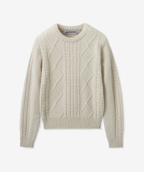 BLOND9(ブロンドナイン)の「フィッシャーマンケーブルウールニットセーター_クリーム(ニット/セーター・レディース・その他・SMALL)」の1枚目の写真