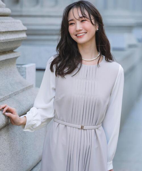 grove(グローブ)の「【手洗いOK】フロントプリーツ袖コンシャスワンピース(ワンピース・レディース・ネイビー/ブラック/ナチュラル・02/03/01/04/05)」の5枚目の写真