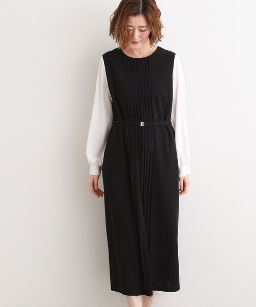 grove(グローブ)の「【手洗いOK】フロントプリーツ袖コンシャスワンピース(ワンピース・レディース・ネイビー/ブラック/ナチュラル・02/03/01/04/05)」の7枚目の写真