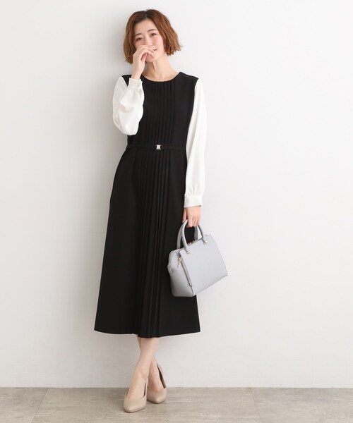 grove(グローブ)の「【手洗いOK】フロントプリーツ袖コンシャスワンピース(ワンピース・レディース・ネイビー/ブラック/ナチュラル・02/03/01/04/05)」の8枚目の写真