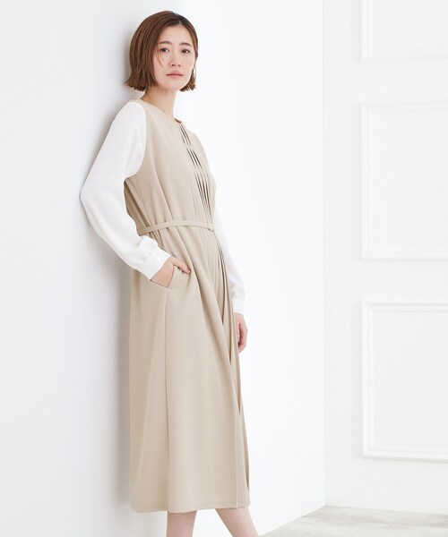 grove(グローブ)の「【手洗いOK】フロントプリーツ袖コンシャスワンピース(ワンピース・レディース・ネイビー/ブラック/ナチュラル・02/03/01/04/05)」の11枚目の写真