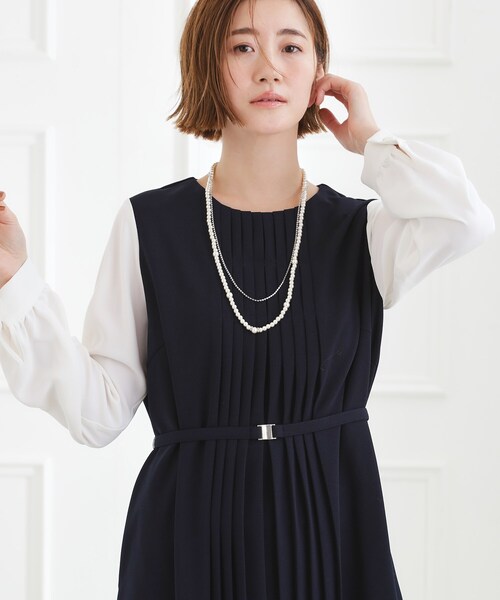 grove(グローブ)の「【手洗いOK】フロントプリーツ袖コンシャスワンピース(ワンピース・レディース・ネイビー/ブラック/ナチュラル・02/03/01/04/05)」の14枚目の写真