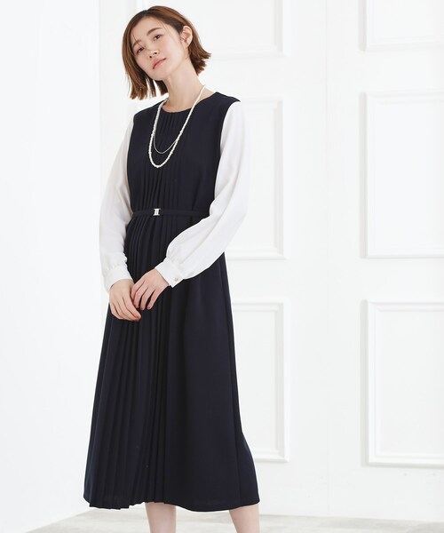 grove(グローブ)の「【手洗いOK】フロントプリーツ袖コンシャスワンピース(ワンピース・レディース・ネイビー/ブラック/ナチュラル・02/03/01/04/05)」の15枚目の写真