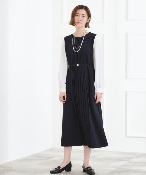 grove(グローブ)の「【手洗いOK】フロントプリーツ袖コンシャスワンピース(ワンピース・レディース・ネイビー/ブラック/ナチュラル・02/03/01/04/05)」の16枚目の写真