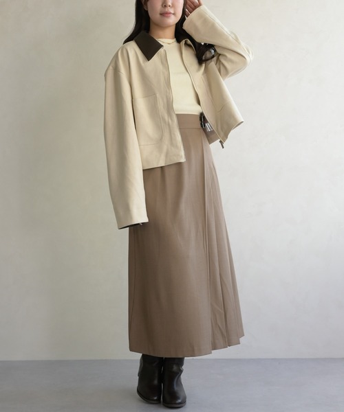 31 Sons de mode（トランテアン　ソン　ドゥ　モード）の「レザーカラーブルゾン（ブルゾン・レディース・アイボリー/ブラウン・ﾌﾘ-）」の9枚目の写真