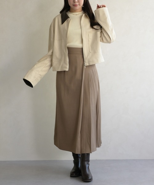 31 Sons de mode（トランテアン　ソン　ドゥ　モード）の「レザーカラーブルゾン（ブルゾン・レディース・アイボリー/ブラウン・ﾌﾘ-）」の10枚目の写真