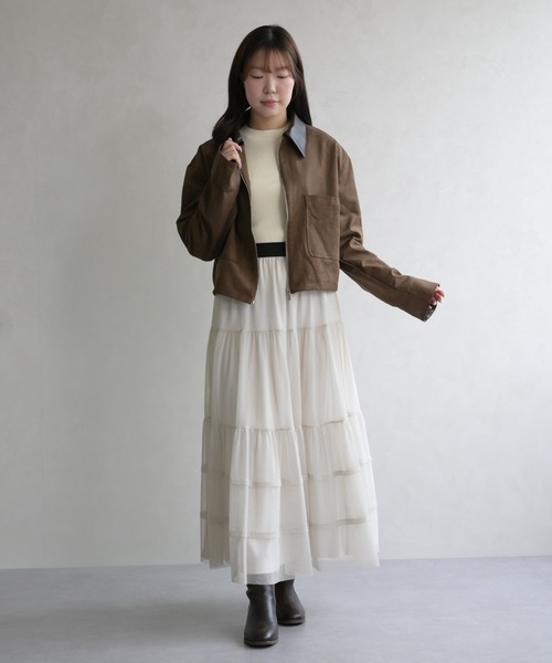 31 Sons de mode（トランテアン　ソン　ドゥ　モード）の「レザーカラーブルゾン（ブルゾン・レディース・アイボリー/ブラウン・ﾌﾘ-）」の11枚目の写真