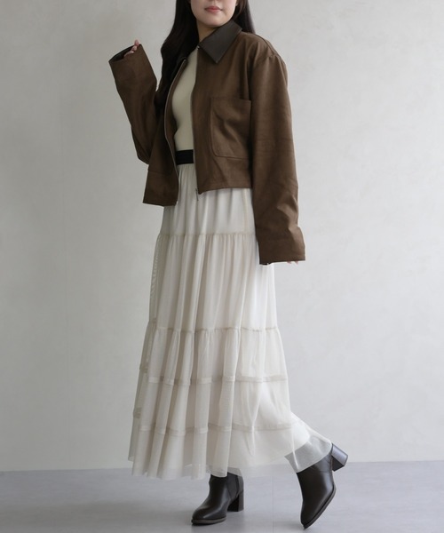 31 Sons de mode（トランテアン　ソン　ドゥ　モード）の「レザーカラーブルゾン（ブルゾン・レディース・アイボリー/ブラウン・ﾌﾘ-）」の12枚目の写真