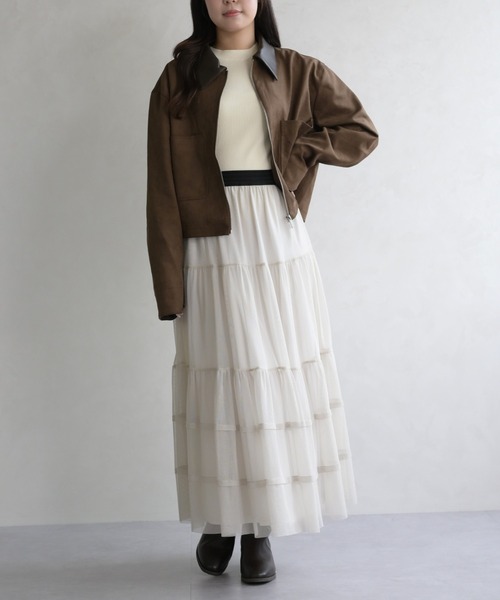 31 Sons de mode（トランテアン　ソン　ドゥ　モード）の「レザーカラーブルゾン（ブルゾン・レディース・アイボリー/ブラウン・ﾌﾘ-）」の13枚目の写真