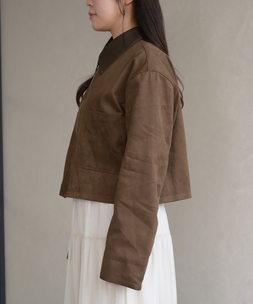 31 Sons de mode（トランテアン　ソン　ドゥ　モード）の「レザーカラーブルゾン（ブルゾン・レディース・アイボリー/ブラウン・ﾌﾘ-）」の14枚目の写真