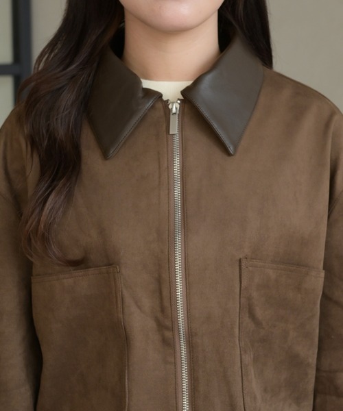 31 Sons de mode（トランテアン　ソン　ドゥ　モード）の「レザーカラーブルゾン（ブルゾン・レディース・アイボリー/ブラウン・ﾌﾘ-）」の16枚目の写真