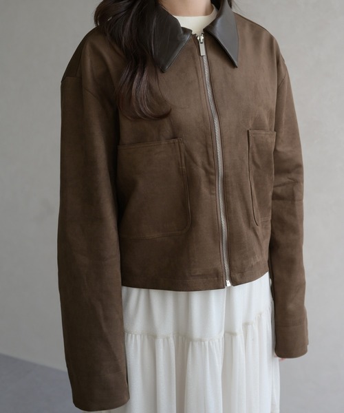 31 Sons de mode（トランテアン　ソン　ドゥ　モード）の「レザーカラーブルゾン（ブルゾン・レディース・アイボリー/ブラウン・ﾌﾘ-）」の17枚目の写真