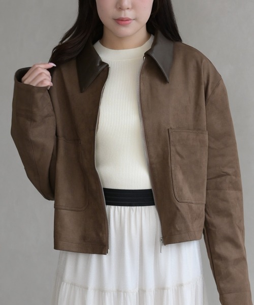 31 Sons de mode（トランテアン　ソン　ドゥ　モード）の「レザーカラーブルゾン（ブルゾン・レディース・アイボリー/ブラウン・ﾌﾘ-）」の18枚目の写真