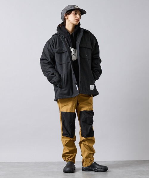 POLeR（ポーラー）の「【POLER / ポーラー】 INSULATED WOOL OVERSHIRT / メルトンウールオーバーシャツジャケット（シャツ/ブラウス・メンズ・ブラック・L/M）」の3枚目の写真