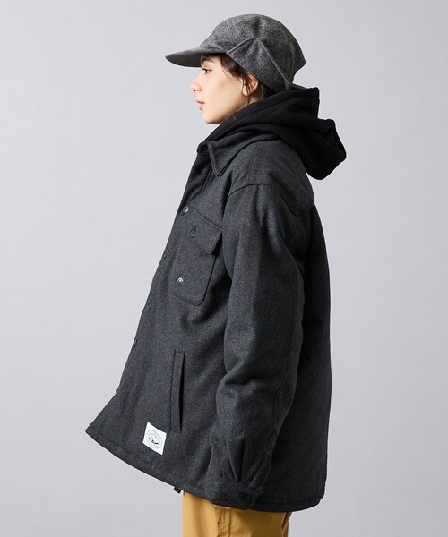 POLeR（ポーラー）の「【POLER / ポーラー】 INSULATED WOOL OVERSHIRT / メルトンウールオーバーシャツジャケット（シャツ/ブラウス・メンズ・ブラック・L/M）」の5枚目の写真
