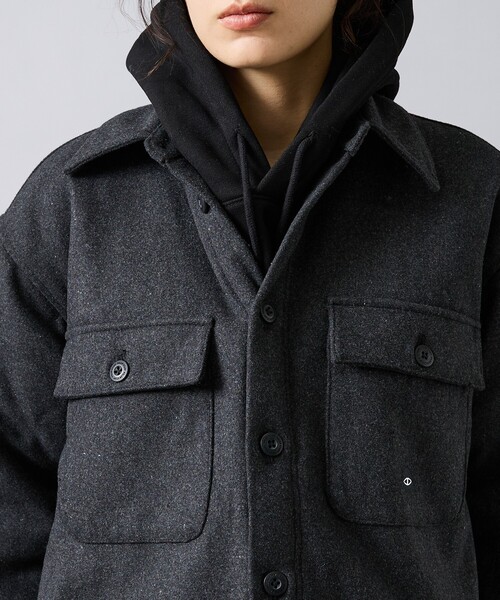 POLeR（ポーラー）の「【POLER / ポーラー】 INSULATED WOOL OVERSHIRT / メルトンウールオーバーシャツジャケット（シャツ/ブラウス・メンズ・ブラック・L/M）」の7枚目の写真