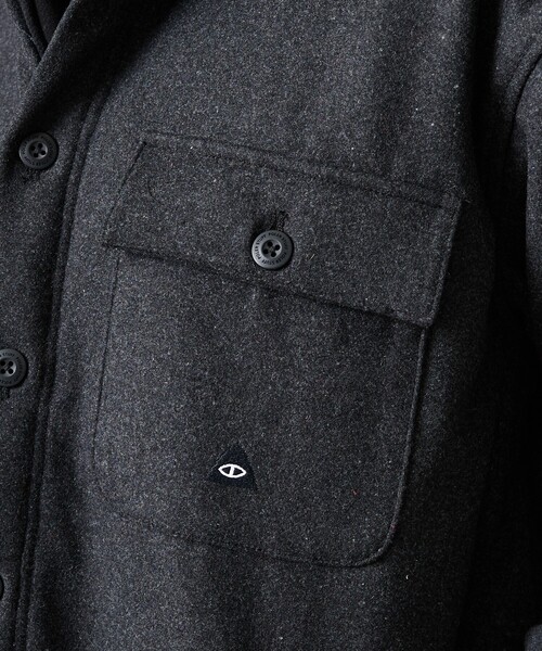 POLeR（ポーラー）の「【POLER / ポーラー】 INSULATED WOOL OVERSHIRT / メルトンウールオーバーシャツジャケット（シャツ/ブラウス・メンズ・ブラック・L/M）」の9枚目の写真