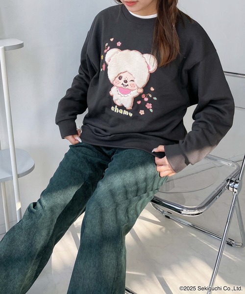 モンチッチ BC☆BCロゴ アトモス コラボ 黒 希少 セール】♪アクリルキーホルダー付き モンチッチフレンズスウェット