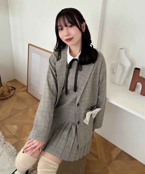 continuer de NICE CLAUP(コンティニューデナイスクラップ)の「【2026SS】カスタムできる、マルチWAYテーラージャケット(テーラードジャケット・レディース・チェック/トップグレー/ピンク・FREE)」の9枚目の写真
