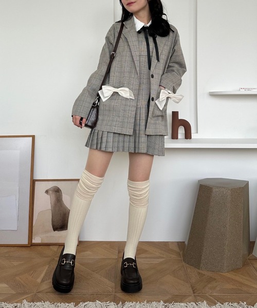 continuer de NICE CLAUP(コンティニューデナイスクラップ)の「【2026SS】カスタムできる、マルチWAYテーラージャケット(テーラードジャケット・レディース・チェック/トップグレー/ピンク・FREE)」の13枚目の写真