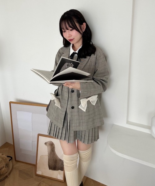 continuer de NICE CLAUP(コンティニューデナイスクラップ)の「【2026SS】カスタムできる、マルチWAYテーラージャケット(テーラードジャケット・レディース・チェック/トップグレー/ピンク・FREE)」の14枚目の写真