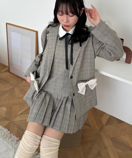 continuer de NICE CLAUP(コンティニューデナイスクラップ)の「【2026SS】カスタムできる、マルチWAYテーラージャケット(テーラードジャケット・レディース・チェック/トップグレー/ピンク・FREE)」の15枚目の写真