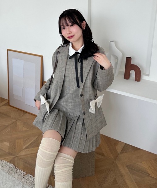 continuer de NICE CLAUP(コンティニューデナイスクラップ)の「【2026SS】カスタムできる、マルチWAYテーラージャケット(テーラードジャケット・レディース・チェック/トップグレー/ピンク・FREE)」の22枚目の写真