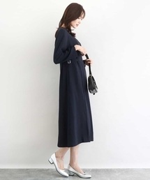 MK MICHEL KLEIN | サテンジョーゼット サイドベルトワンピース/洗える(ワンピース)