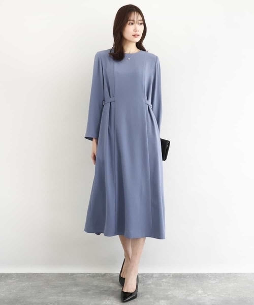 MK ミッシェルクラン（MK MICHEL  ）/サテンジョーゼット サイドベルトワンピース/洗える サテンジョーゼット サイドベルトワンピース/洗える（ワンピース）｜MK