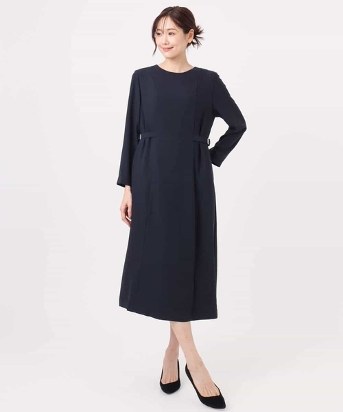 MK MICHEL KLEIN（エムケーミッシェルクラン）の「サテンジョーゼット サイドベルトワンピース/洗える（ワンピース・レディース・ネイビー/ブルー・38）」の11枚目の写真