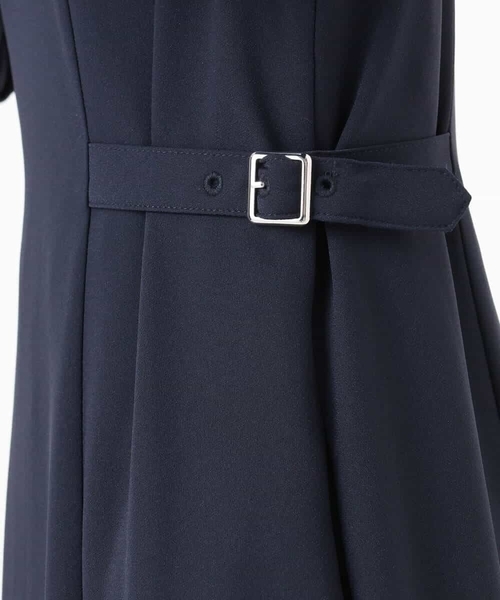 サテンジョーゼット サイドベルトワンピース/洗える（ワンピース）｜MK