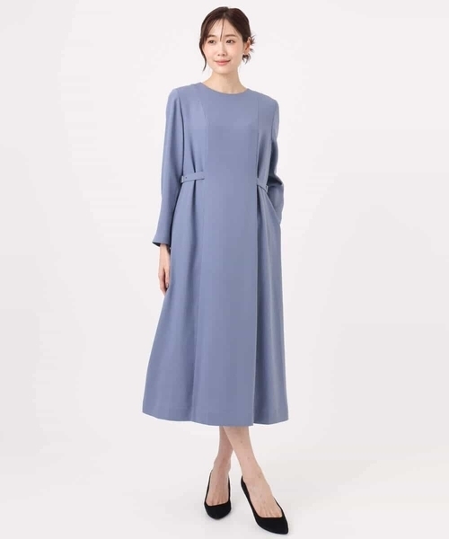 MK MICHEL KLEIN（エムケーミッシェルクラン）の「サテンジョーゼット サイドベルトワンピース/洗える（ワンピース・レディース・ネイビー/ブルー・38）」の21枚目の写真