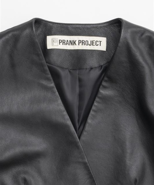 PRANK PROJECT（プランクプロジェクト）の「【2026Spring Pre-Order】ラムレザーノーカラージャケット / Lamb Leather No-Collar Jacket（ノーカラージャケット・レディース・ブラック/ブラウン・FREE）」の19枚目の写真